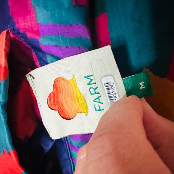 FARM RIO Crochet Patchwork Print Reversible Oversize Puffer Jacket Size Medium - Picture 12 of 16